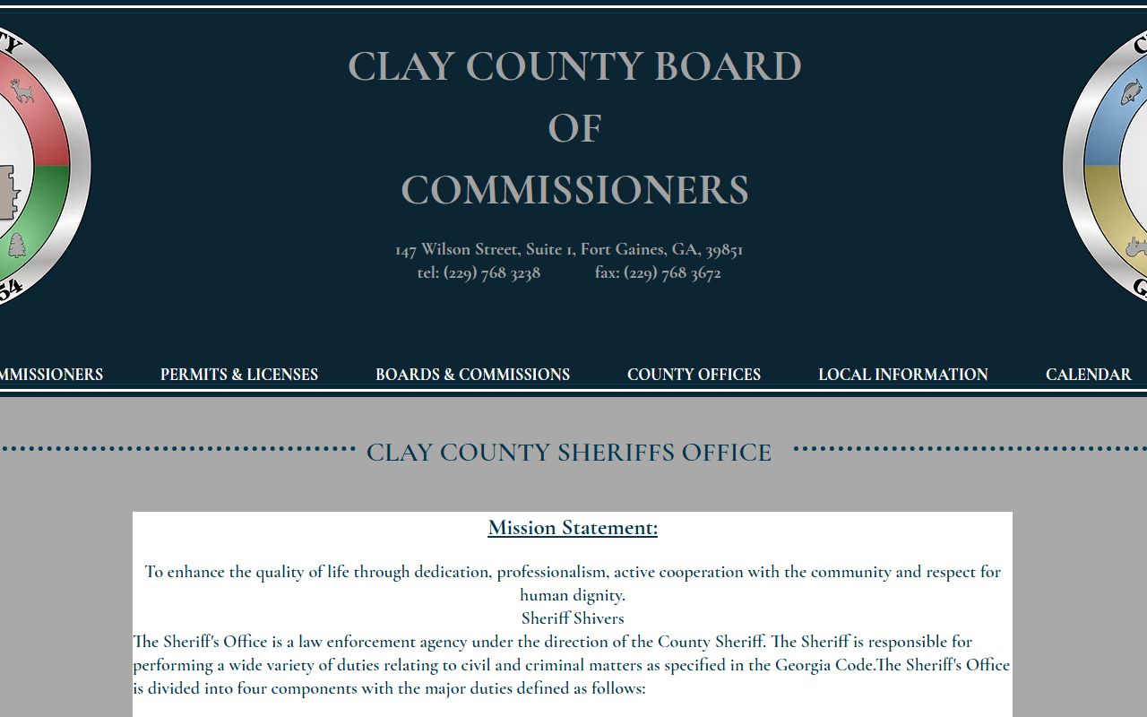 Clay County Sheriff inmate information and booking records page